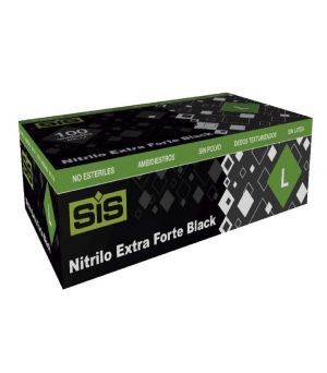 Guantes nitrilo extra negro mediano 100 ud sin polvo